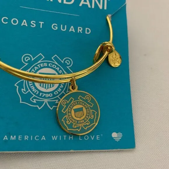 Alex and Ani US COAST GUARD Bangle Bracelet Expandable Yellow Gold Finish NWT - Picture 5 of 6